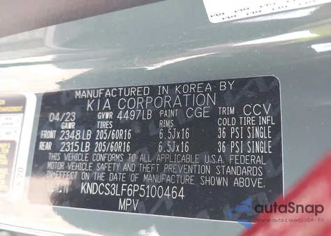 2023 Kia Niro Plug-In Hybrid Ex from USA, damaged, VIN KNDCS3LF6P5100464